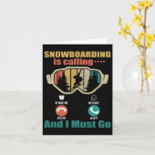 スノーボードが呼ばれて私はスノーボに行かなければなおもしろいらない カード (黄色い花)