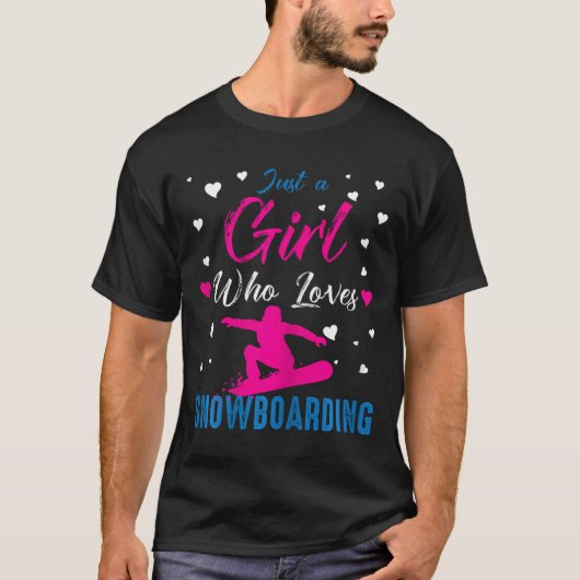 スノーボードが大好きな女おもしろいの子 Tシャツ (正面)