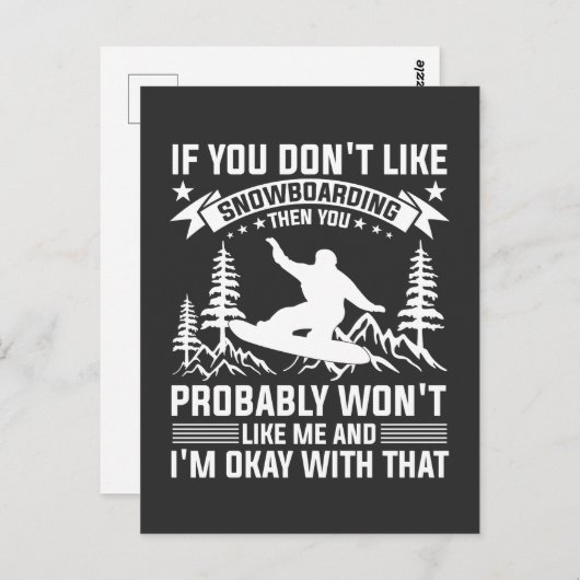 スノーボードが好きな人のための面白い名言 ポストカード (正面/裏面)