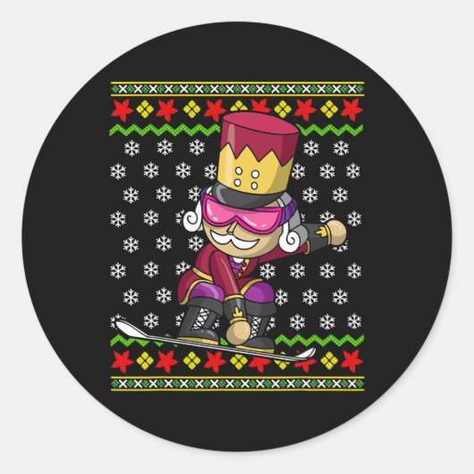 スノーボードくるみ割り雪板の醜いクリスマスS ラウンドシール (正面)