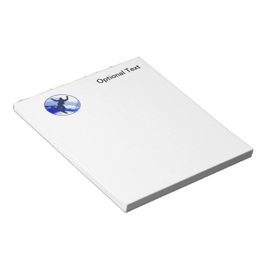 スノーボードとスノーフレーク ノートパッド (アングル)