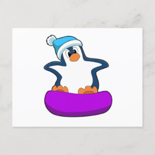 スノーボードとスノーボーディングのペンギン ポストカード