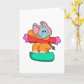 スノーボードとスノーボーディングの象 カード (黄色い花)