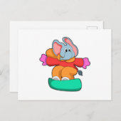 スノーボードとスノーボーディングをする象 ポストカード (正面/裏面)