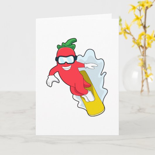 スノーボードとスノーボーディング カード (黄色い花)