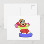 スノーボードと一緒にスノーボードを楽しむクマ ポストカード (正面/裏面)