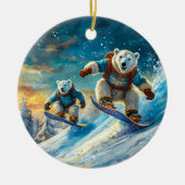 スノーボードにホッキョクグマのデザインby Rich AMeN Gill セラミックオーナメント (正面)