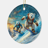 スノーボードにホッキョクグマのデザインby Rich AMeN Gill セラミックオーナメント (左)