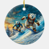 スノーボードにホッキョクグマのデザインby Rich AMeN Gill セラミックオーナメント (裏面)