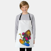 スノーボードにライオン エプロン (着用した状態)