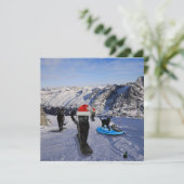 スノーボードに登場する黒猫のグリーティングカード カード (スタンド正面)