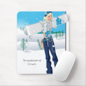 スノーボードのひよこ マウスパッド (マウス)