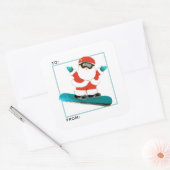 スノーボードのクリスマスギフトタグ スクエアシール (封筒)