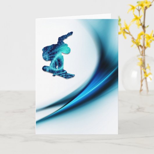 スノーボードのデザインの挨拶状 カード (黄色い花)