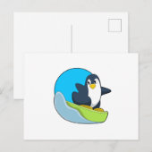 スノーボードのペンギン.PNG ポストカード (正面/裏面)