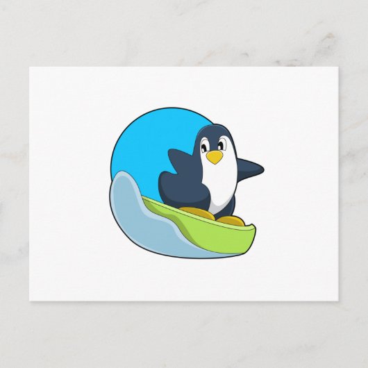 スノーボードのペンギン.PNG ポストカード (正面)