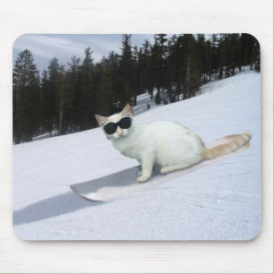 スノーボードのマウスパッドのおもしろい猫 マウスパッド