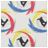 スノーボードの三色の紋章 ファブリック (クローズアップ)