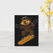 スノーボードの動物 – スノーボードのスノーボにビーバー カード (黄色い花)