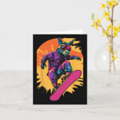 スノーボードの動物 – スノーボードのスノーボードのロバ カード (黄色い花)