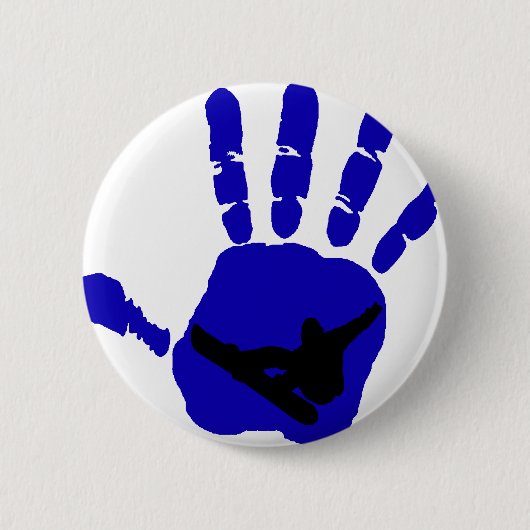 スノーボードの暴動の青 缶バッジ (正面)