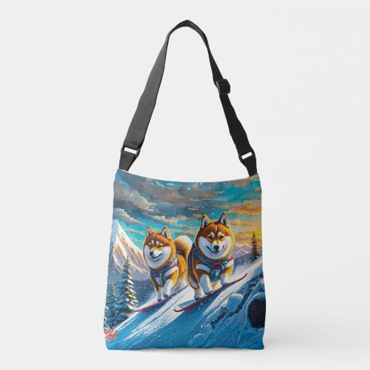 スノーボードの柴犬02デザイン: Rich AMeN Gill クロスボディバッグ (正面)