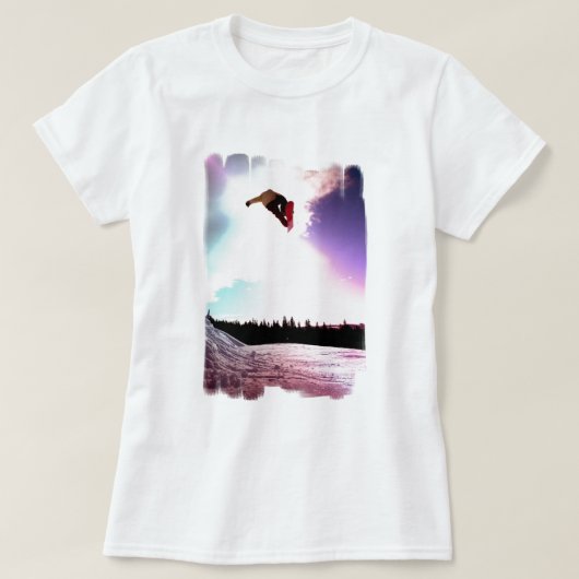 スノーボードの空気女性はTシャツに合いました Tシャツ (デザイン正面)