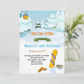 スノーボードの誕生日パーティーカード 招待状 (スタンド正面)