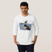 スノーボードの進水の人の長袖のTシャツ Tシャツ (正面フル)