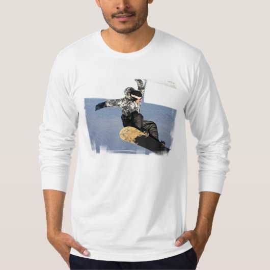 スノーボードの進水の人の長袖のTシャツ Tシャツ (正面)