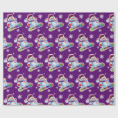 スノーボードの雪だるまの無光沢の紫色 ラッピングペーパー (フラット)