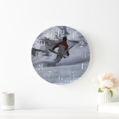 スノーボードの「山を彫る」ウィンタースポーツ ラージ壁時計 (ホーム)