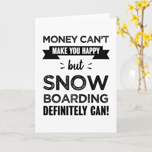 スノーボードは幸せなギフトをおもしろい作る カード (黄色い花)