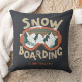 スノーボードは私のセラピーおもしろいマウンテンウィンター クッション (ブランケット)