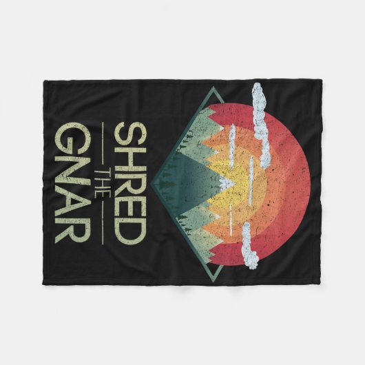 スノーボードはGnarスキー冬の山の贈り物を共有 フリースブランケット (正面(横))