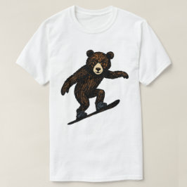 スノーボードをするかわいいクマ Tシャツ