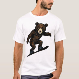 スノーボードをするかわいいクマ Tシャツ