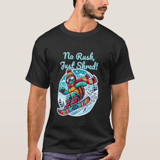 スノーボードをするカメ, スノーボード, 滑稽, 冬,  Tシャツ (正面)