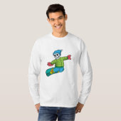 スノーボードをするスケルトン Tシャツ (正面フル)