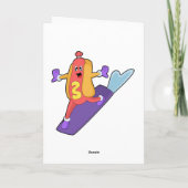 スノーボードをするホットドッグ カード (裏面)