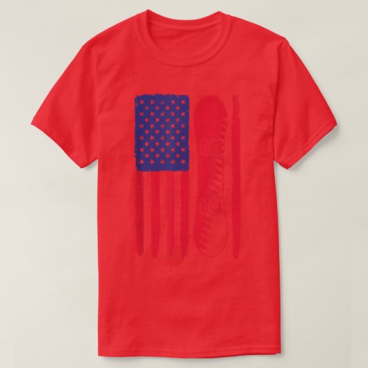 スノーボードをする人のためのスノーボード愛国的なアメリカ国旗 Tシャツ (デザイン正面)