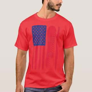 スノーボードをする人のためのスノーボード愛国的なアメリカ国旗 Tシャツ