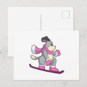 スノーボードをする犬 ポストカード (正面/裏面)