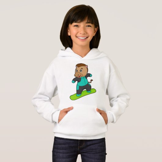 スノーボードを使ったスノーボーダーとしての馬 (正面フル)