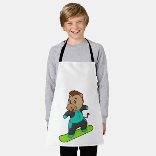 スノーボードを使ったスノーボーダーとしての馬 エプロン (着用した状態)