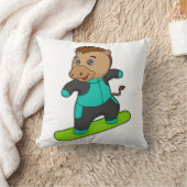 スノーボードを使ったスノーボーダーとしての馬 クッション (ブランケット)