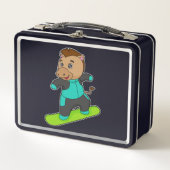 スノーボードを使ったスノーボーダーとしての馬 メタルランチボックス (正面)