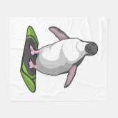 スノーボードを使ったペンギン フリースブランケット (正面(横))