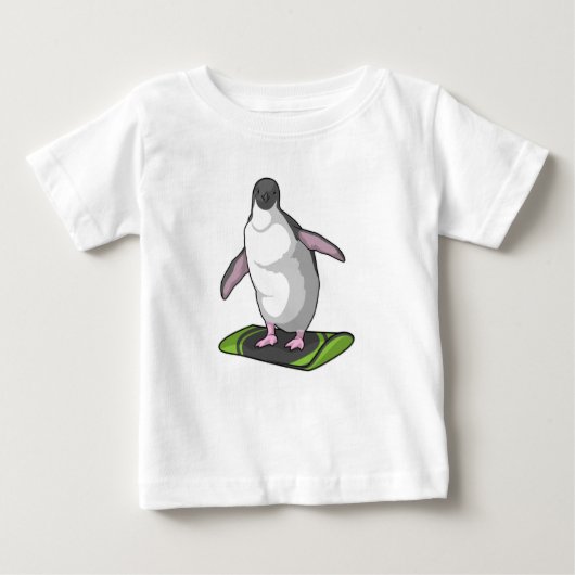 スノーボードを使ったペンギン ベビーTシャツ (正面)