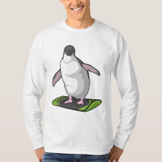 スノーボードを使ったペンギン Tシャツ (正面)